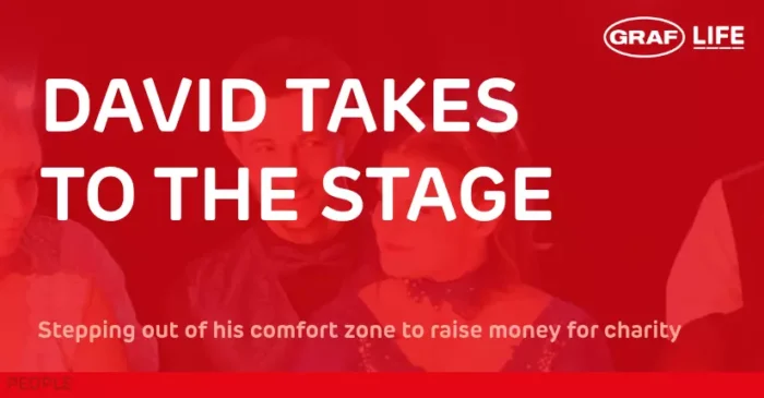 David from GRAF UK taking part in local dancing event for charity