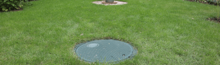 rainwater harvesting tank in lawn